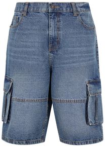 Urban Classics Herren Shorts "Urban Classics Relaxed Denim Cargo Shorts"mid tiefblau washed, Gr. 28, unifarben, 100% Baumwolle, Hosen