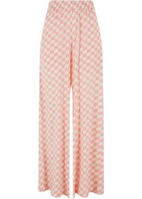 Urban Classics Damen Stoffhose "Urban Classics Damen Ladies Viscose Resort Pants"lemonadepinkcheck, Gr. 4XL, kariert, 100% Viskose, Hosen