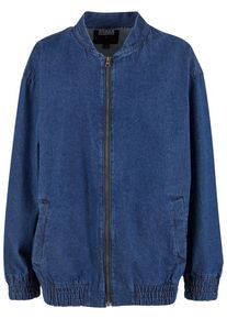 Urban Classics Damen Jeansjacke "Urban Classics Ladies Oversized Skater Jacket"mid tiefblau washed, klassisch, Gr. 5XL, unifarben, 100% Baumwolle,