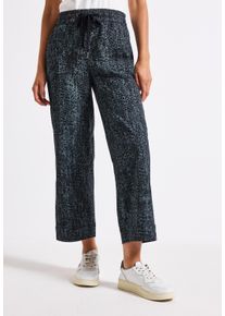Street One Damen Stoffhosedeepwater blau, casual, Gr. 32, bedruckt, Web, 98% Baumwolle, 2% Elasthan, Hosen, aus Baumwolle mit Stretchanteil
