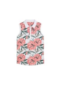 Puma Damen Poloshirt "MATTR Beautiful Game Ärmelloses Polo Damen"weiß glow peach frost rot, Gr. XL, geblümt, 92% Polyester, 8% Elasthan, Shirts