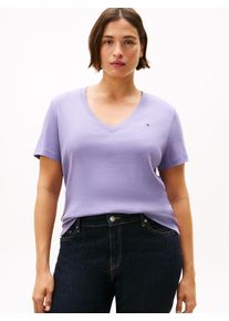 Damen V-Shirt "CRV SLIM CODY V-NK SS"lavender ash, casual, Gr. 52, Tommy Hilfiger Curve, Single Jersey, Obermaterial: 100% Baumwolle, Shirts, in