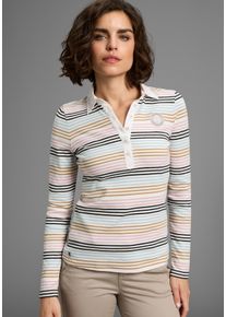 Kangaroos Damen Poloshirtecru gestreift, casual, Gr. 40, gestreift, Interlock, Obermaterial: 100% Baumwolle, Shirts