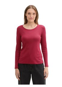 Tom Tailor Damen T-Shirt, rot, casual, Gr. XXXL, unifarben, Single Jersey, Obermaterial: 48% Baumwolle, 48% Modal, 4% Elasthan, Shirts