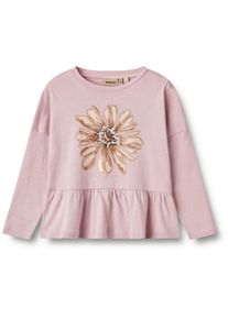 Wheat Mädchen Langarmshirt "Wheat T-Shirt T-Shirt Marcia mit Stick", lila, Gr. 104, 100% Bio-Baumwolle, Shirts