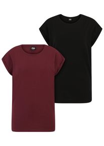 Urban Classics Herren T-Shirt "Urban Classics Damen Ladies Extended Shoulder Tee 2-Pack", rot, casual, Gr. L, unifarben, 100% Baumwolle, Shirts
