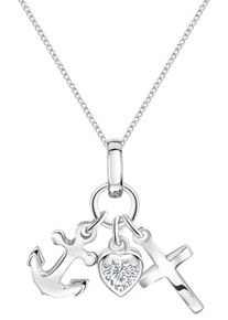 Firetti Damen Kette mit Anhänger "Schmuck Geschenk Silber 925 Halsschmuck Halskette Panzerkette Glaube", Silber 925 (Sterlingsilber), L: 45cm B: 1mm,