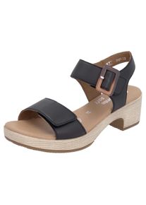 Remonte Damen Sandalette, Gr. 40, schwarz, Leder, unifarben, feminin, Schuhe, Blockabsatz, Sommerschuh, Sandale mit Klettverschlüssen