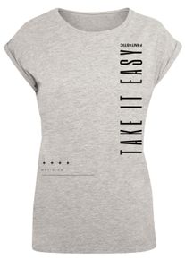 F4NT4STIC Damen T-Shirt "PLUS SIZE Take It Easy", grau, casual, Gr. L, Obermaterial: 100% Baumwolle, Shirts, Print