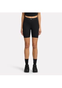 Reebok Damen Bikerhose "RIB BIKE SHORT/BLACK", schwarz, sportlich, Gr. M, Obermaterial: 76% Polyester, 24% Elasthan, Hosen