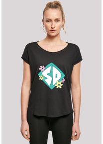 F4NT4STIC Damen T-Shirt "Long Cut T-Shirt 'Scooby Doo Dog Tag'", schwarz, casual, Gr. XS, Obermaterial: 100% Baumwolle, Shirts, Damen,Premium