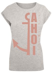 F4NT4STIC Damen T-Shirt "PLUS SIZE Ahoi Anker", grau, casual, Gr. L, Obermaterial: 100% Baumwolle, Shirts, Print