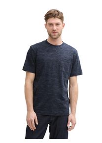 Tom Tailor Herren T-Shirtsky captain blau stripy inject, casual, Gr. S, meliert, Jersey, Obermaterial: 94% Baumwolle, 6% Polyester, Shirts, mit