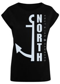 F4NT4STIC Damen T-Shirt "PLUS SIZE North Anker", schwarz, casual, Gr. 4XL, Obermaterial: 100% Baumwolle, Shirts, Print