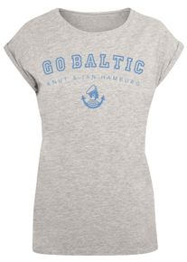 F4NT4STIC Damen T-Shirt "PLUS SIZE Go Baltic", grau, casual, Gr. XXXL, Obermaterial: 100% Baumwolle, Shirts, Print