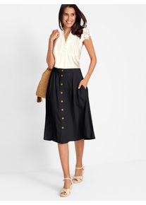 Inspirationen Damen Webrock, schwarz, Gr. 40, unifarben, 70% Baumwolle, 30% Leinen, Röcke