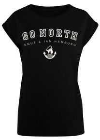 F4NT4STIC Damen T-Shirt "PLUS SIZE Go North", schwarz, casual, Gr. 4XL, Obermaterial: 100% Baumwolle, Shirts, Print