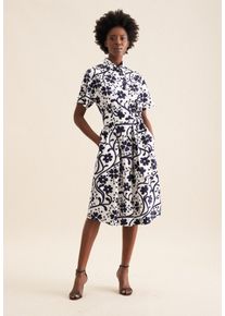 Seidensticker Damen Sommerkleid "Schwarze Rose", blau, Gr. 36, bedruckt, 100% Baumwolle, Kleider, Kurzarm Kragen Druck