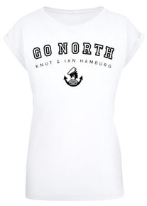 F4NT4STIC Damen T-Shirt "PLUS SIZE Go North", weiß, casual, Gr. XL, Obermaterial: 100% Baumwolle, Shirts, Print