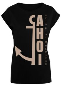 F4NT4STIC Damen T-Shirt "PLUS SIZE Ahoi Anker", schwarz, casual, Gr. 4XL, Obermaterial: 100% Baumwolle, Shirts, Print
