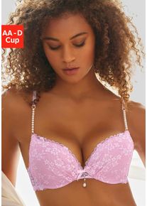 Lascana Damen Push-up-BH, Gr. 85, rosa, Microtouch, Spitze, Obermaterial: 60% Polyamid, 35% Polyester, 5% Elasthan, feminin, BHs, mit einzigartigen