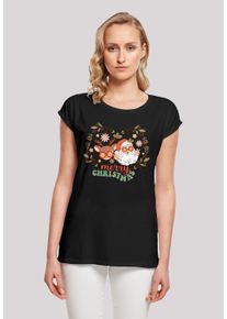 F4NT4STIC Damen T-Shirt "Weihnachten Hippie Santa And Reindeer", schwarz, casual, Gr. S, Obermaterial: 100% Baumwolle, Shirts, Premium Qualität,