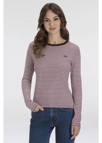 Levi's LEVI'S Damen Langarmshirt "ESSENTIAL HM LS TEE"anita stripe zinfand, casual, Gr. XS, gestreift, Single Jersey, Obermaterial: 100% Baumwolle, Shirts,