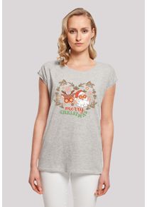 F4NT4STIC Damen T-Shirt "Weihnachten Hippie Santa And Reindeer", grau, casual, Gr. 5XL, Obermaterial: 100% Baumwolle, Shirts, Premium Qualität,