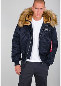 Herren Bomberjacke "45P Hooded Custom", blau, modisch, Gr. L, Alpha Industries, unifarben, Web, Obermaterial: 100% Nylon. Futter: 100% Polyester.