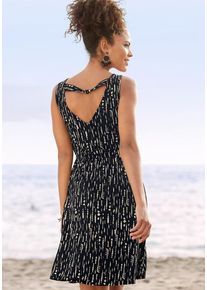 s.Oliver Druckkleid mehrfarbig Gr. 38 für Damen. Tiefer V-Ausschnitt und Quasten. Figurumspielend. Nachhaltig.