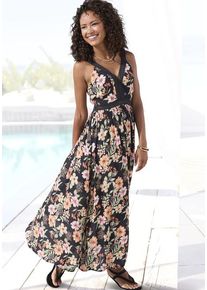 Buffalo Maxikleid schwarz Gr. 34 für Damen. V-Ausschnitt und Spitze. Figurbetont. Nachhaltig.