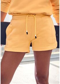 Buffalo Sweatshorts 'BuffaloTiger' mango Gr. 32/34 für Damen. Mit Logostickerei. Bequem. Nachhaltig.