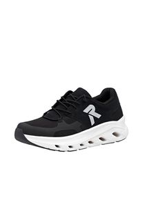 RIEKER SPORT Herren Slip-On Sneaker, Gr. 48schwarz laufsohle weiß, Nubuklederimitat, Mesh, sportlich, Schuhe, Freizeitsneaker, Halbschuh,