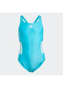 Mädchen Badeanzug "3S BLD SWIMSUIT"lucid cyan, weiß, sportlich, Gr. 140, adidas Performance, Obermaterial: 78% Polyester, 22% Elasthan. Futter: 100%