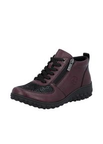 Rieker Damen Sneakerboots, Gr. 40brombeere, schwarz, Lederimitat, sportlich, Schuhe, High Top Sneaker, Schnürboots, Stiefelette mit weichem Schaftrand