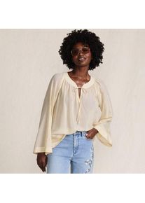 LANDS' END Langarm-Bluse aus Voile, Damen,  Beige, Baumwoll-Mischung/Viskose-Mischung, by Lands' End
