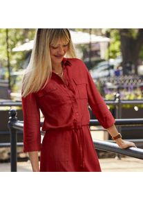 LANDS' END Verk&uuml;rztes Hemd aus Leinenmix mit Kordelzug, Damen,  Orange, Leinen/Viskose, by Lands' End