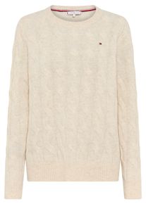 Damen Strickpullover "CRV SOFT WOOL CABLE C-NK LS SWT"heather oatmilk, casual, Gr. 54, Tommy Hilfiger Curve, unifarben, Strick, Obermaterial: 100%