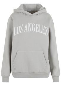 MISS TEE Damen Kapuzenpullover "Miss Tee Los Angeles Ladies Fluffy Hoody", grau, casual, Gr. L, mehrfarbig, 70% Baumwolle, 30% Polyester, Pullover