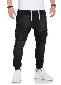 behype Herren Slim-fit-Jeans "KIANS", schwarz, casual, Gr. 30, 97% Baumwolle, 3% Elasthan, Jeans, mit Biker-Steppung