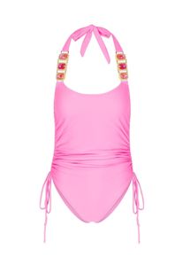 MODA MINX Damen Badeanzug "Boujee", lila, elegant, Gr. XS, unifarben, 82% Polyamid, 18% Elasthan, Badeanzüge, mit funkelndem Steinbesatz