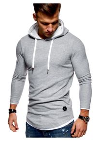 behype Herren Kapuzensweatshirt "LAYER", grau, casual, Gr. L, mehrfarbig, 70% Polyester, 25% Viskose, 5% Elasthan, Sweatshirts, im trendigen