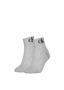 Damen Kurzsocken "CKJ WOMEN QUARTER 2P MONOGRAM", Calvin Klein Jeans, Gr. 39, grau, Baumwollmischung, Socken, mit Logostickerei