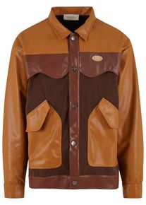Herren Lederjacke "Another Cotton Lab Another Oversize Vegan Leather Jacket", braun, klassisch, Gr. S, ANOTHER COTTON LAB, mehrfarbig, 100% Leder,