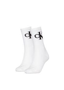 Damen Socken "CKJ WOMEN SOCK 2P MONOGRAM", Calvin Klein Jeans, Gr. 39, weiß, Baumwollmischung, Polyamid, Elasthan, Socken, mit Logostickerei