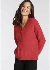 Laura Scott Damen Strickjacke, rot, Basic, Gr. 40, unifarben, clean, Grobstrick, Obermaterial: 50% Viskose, 28% Polyester, 22% Polyamid,