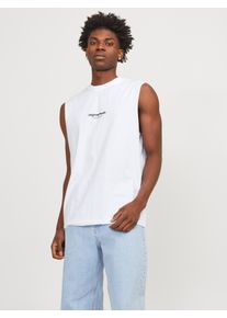 Jack & Jones JACK & JONES Herren Muskelshirt "JORVESTERBRO SLEEVELESS TEE SN", weiß, modisch, Gr. S, bedruckt, Jersey, Obermaterial: 100% Baumwolle, Shirts