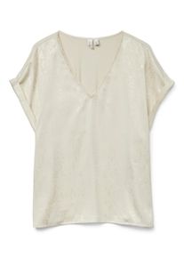 Véro Moda VERO MODA Damen Blusentop "VMBALIA S/S V-NECK T-SHIRT WVN BTQ GA", beige, modisch, Gr. L, unifarben, Jersey, Obermaterial: 53% Polyester, 42%