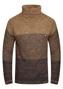 behype Herren Rollkragenpullover "MKBloro", braun, casual, Gr. L, unifarben, 100% Polyacryl, Pullover, im trendigen Color-Blocking-Design