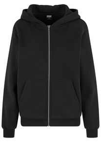 Urban Classics Damen Cardigan "Urban Classics Ladies Fluffy Zip Cardigan", schwarz, Gr. XS, unifarben, 70% Baumwolle, 30% Polyester, Strickjacken